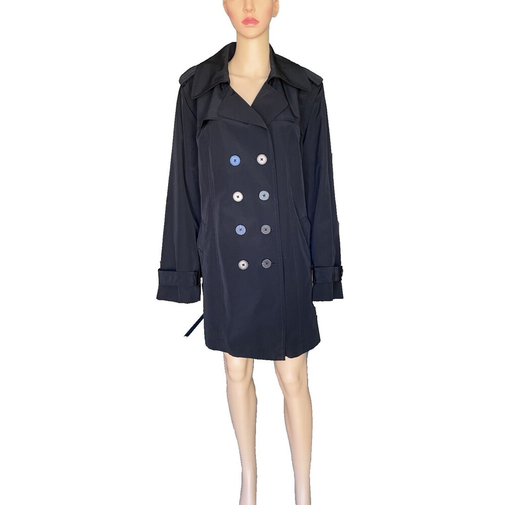 XL London Fog Women's Trench Coat, 3/4 Length, Double Breasted Black